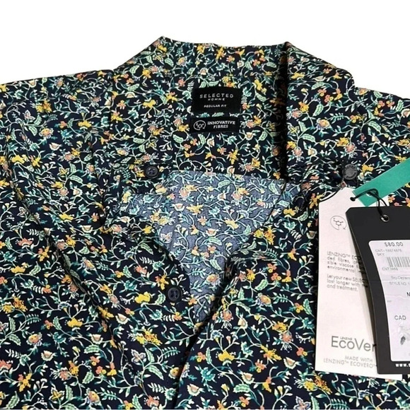 Selected Homme NWT men shirt sustainable short sleeve floral lightweight Reg 80 - Picture 4 of 11